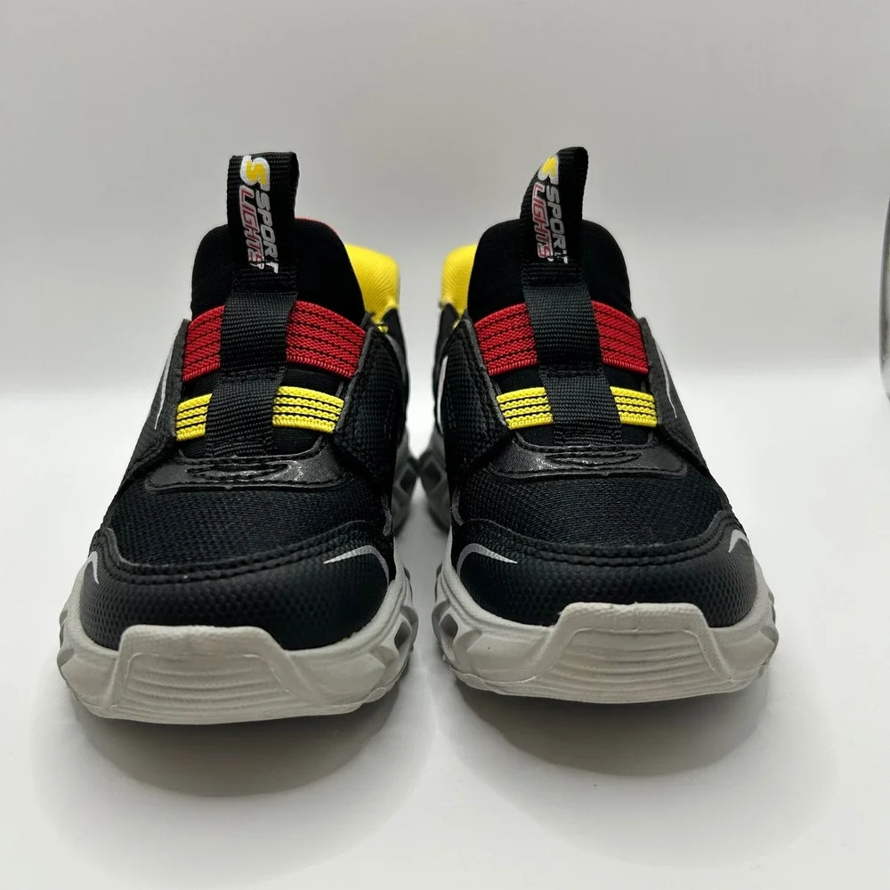 S Sport by Skechers Boys Step-ins Light Up Sneakers Black Red Yellow Size 6